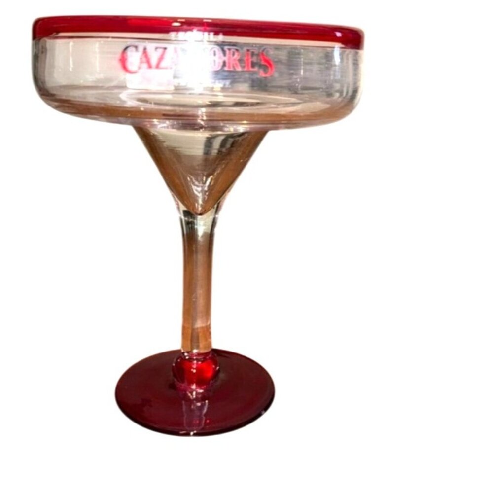 Cazadores Tequila Margarita Glass Red Rim 100% De Agave 7.5 Oz